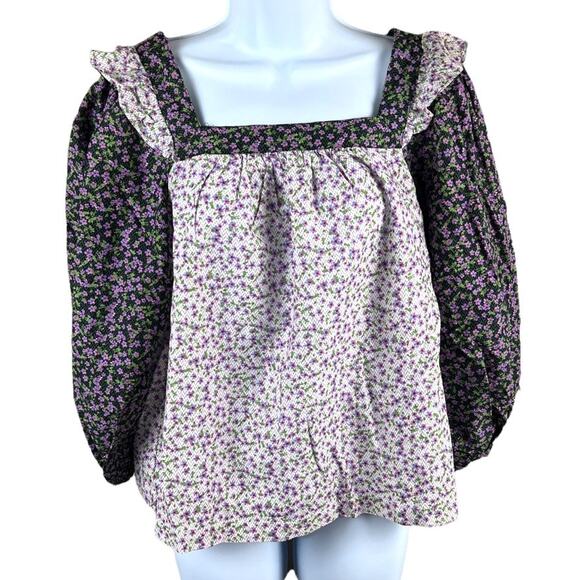 Carolina Belle Blouse Boho Peasant Floral Balloon Sleeve Cottage Top NEW Women S - Picture 1 of 10